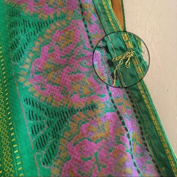 Silky Satin Reversible Layer Tiered Wrap Multi Pattern Boho Festival Tie Skirt - Picture 10 of 11